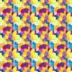 Tissu patchwork touches de couleurs jaunes et violets - Here Kitty de Cori Dantini