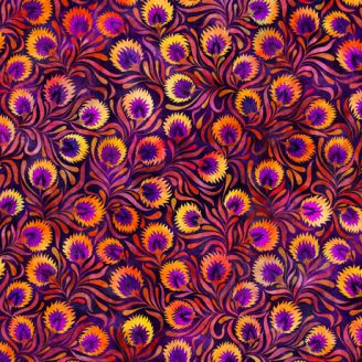 Tissu patchwork plumes de paon fuchsia violine - Eclectica