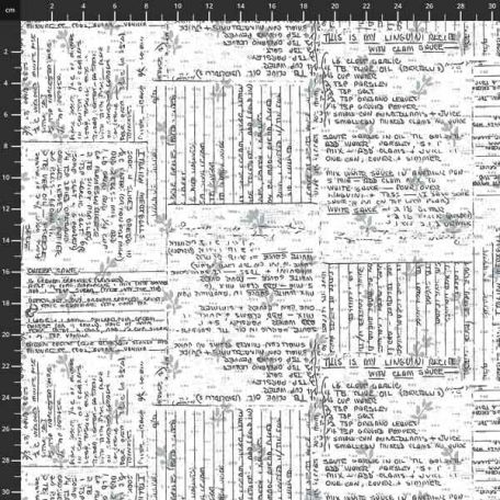 Tissu patchwork carnet de recettes fond blanc - Maker's Collage