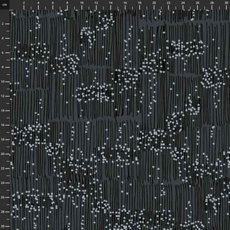 Tissu patchwork fleur grimpante abstraite fond gris anthracite - Maker's Collage