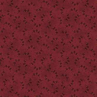 Tissu patchwork coeurs sur la branche rouge cranberry - Scraps of Kindness de Kim Diehl