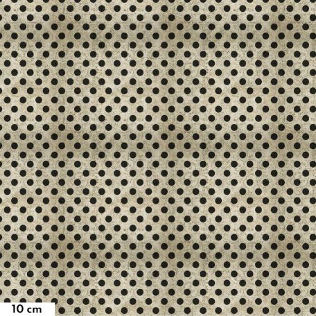 Tissu patchwork pois noirs fond beige - Eclectic elements de Tim Holtz 
