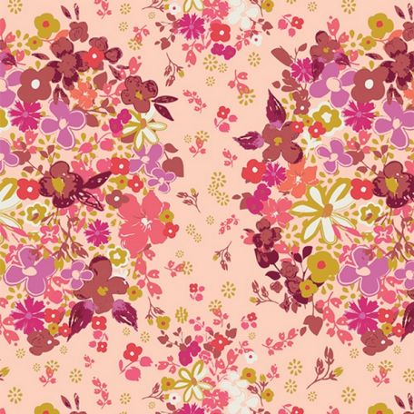 Tissu patchwork Femme bouquet de fleurs rose poudré - La vie en Rose