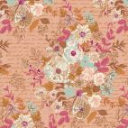 Tissu patchwork fleurs romantiques rose pêche - Bookish
