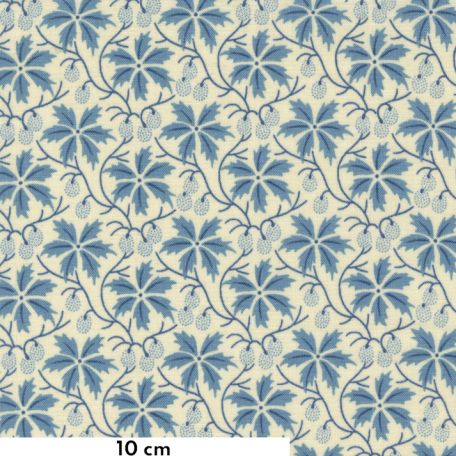 Tissu patchwork fleurs Maintenon bleu écru - Bleu de France de French General