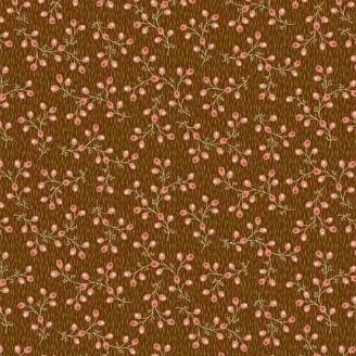 Tissu patchwork myrtilles roses fond marron - Primrose d'Edyta Sitar