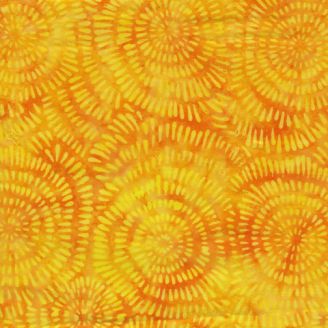 Tissu batik corolles jaune jonquille