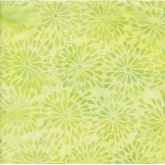 Tissu batik pissenlit vert lime
