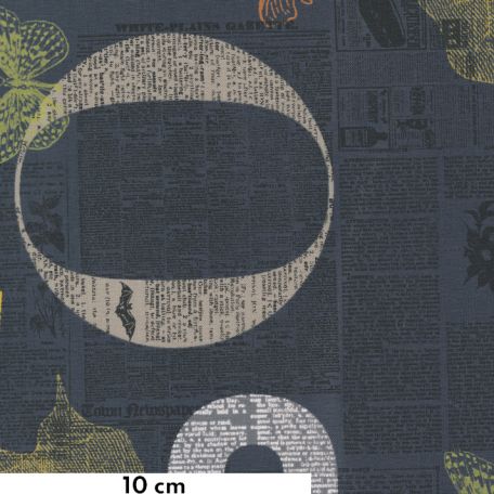 Tissu patchwork collage de journaux gris ardoise - Filigree de Zen Chic