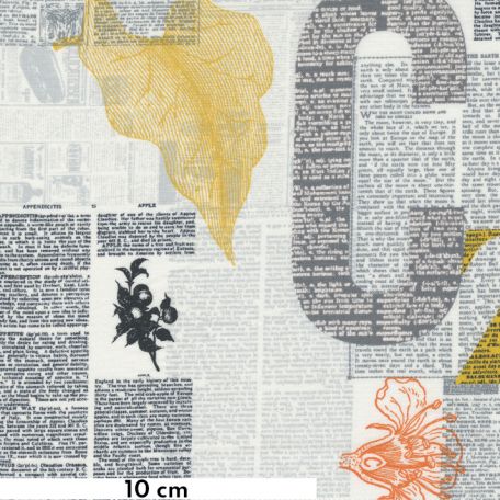 Tissu patchwork collage de journaux blanc cassé - Filigree de Zen Chic
