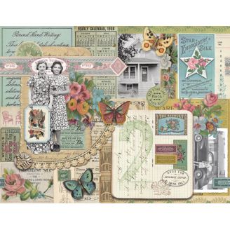 Tissu patchwork collage vintage - Junk Journal de Cathe Holden