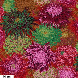 Tissu Philip Jacobs chrysanthèmes PJ41 écarlate