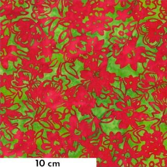 Tissu batik jardin vert et rouge