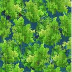 Tissu patchwork arbres verts fond canard