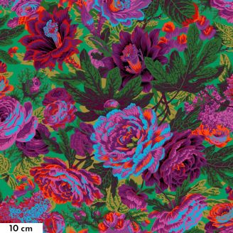 Tissu patchwork Philip Jacobs Floral Burst vert violet PJ029