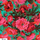 Tissu patchwork Philip Jacobs Floral Burst turquoise rose PJ029