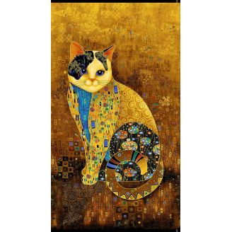 Panneau de tissu patchwork Chat façon Klimt - Cleo