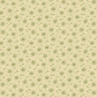Tissu patchwork passiflores vertes fond écru - Green Thumb d'Edyta Sitar