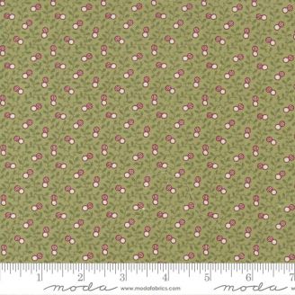 Tissu patchwork vert avec baies rouges rayées et blanches - Florence's Fancy de Betsy Chutchian
