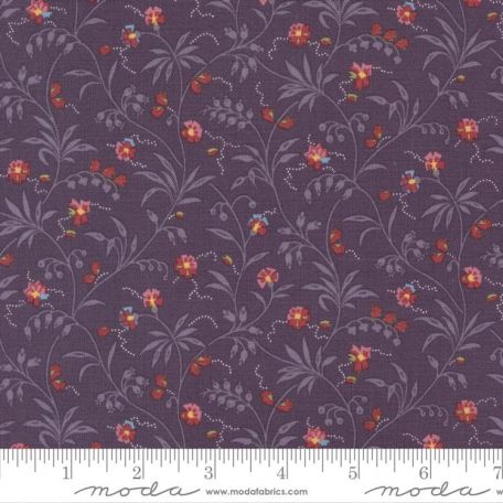 Tissu patchwork - Violet petites fleurs pétales rouges, roses, bleues- Florance Fancy de Betsy Chutchian