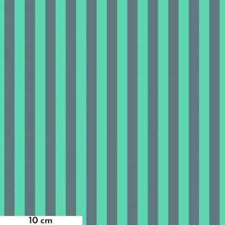 Tissu Tula Pink rayures vertes et turquoise fluo Tent stripe - True Colors Neon