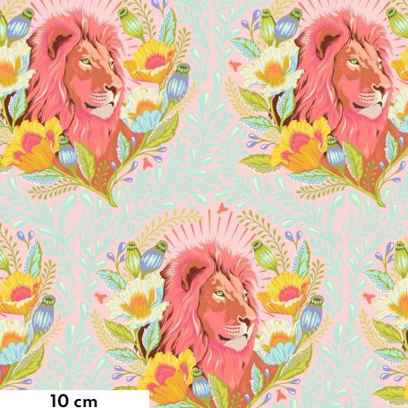Tissu Tula Pink lion rose orange Good Hair Day Lunar - Everglow