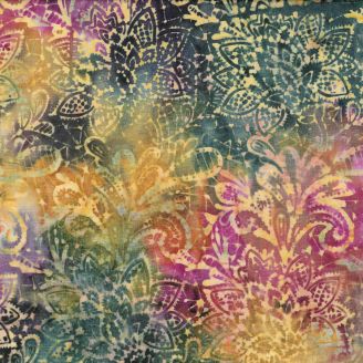 Tissu batik Multicolore avec fleurs et feuilles