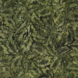 Tissu batik Vert avec feuilles