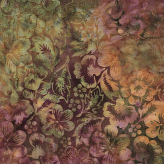 Tissu batik Marron avec fleurs