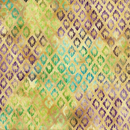 Tissu Batik vert dégradé marron avec losanges