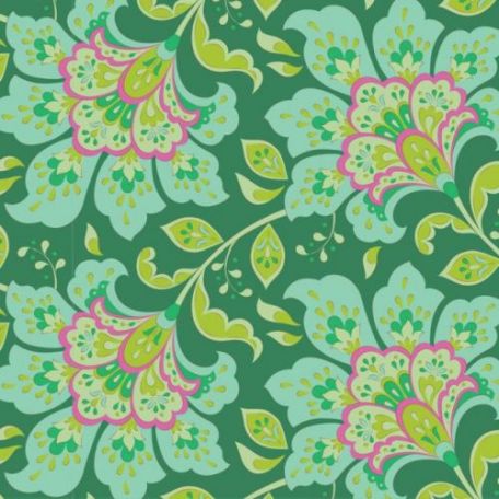Tissu patchwork - Vert grandes fleurs -Bloomsville de Tilda