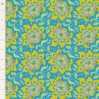 Tissu patchwork - Turquoise avec grandes fleurs jaune -Bloomsville de Tilda