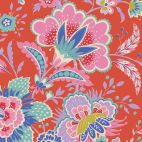 Tissu patchwork - Rouge avec fleur rose et bleue -Bloomsville de Tilda