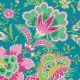 Tissu patchwork bleu avec fleurs roses et vertes - Bloomsville de Tilda