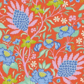 Tissu patchwork Rouge avec fleurs bleues - Bloomsville de Tilda