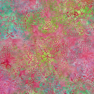 Tissu batik Multicolore dentelle rose