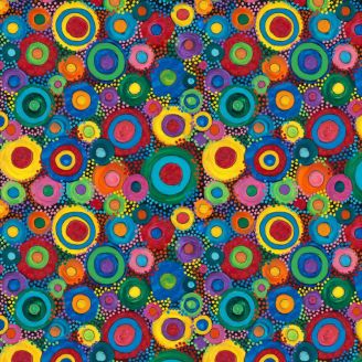 Tissu patchwork Grands ronds multicolores et petits pois - Garden Delight de Sue Penn