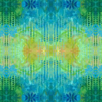 Tissu patchwork - bleu dégradé jaune à vert - Garden Delight de Sue Penn