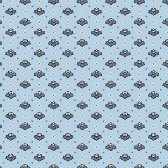 Tissu patchwork bleu clair avec nénuphars