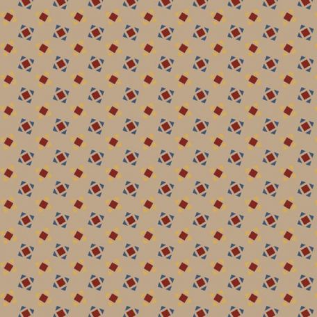 Tissu patchwork Rose avec carré rouge et triangles bleu et orange