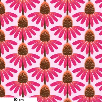 Tissu patchwork fleurs d'échinacées rose Maraschino - Brave d'Anna Maria Horner