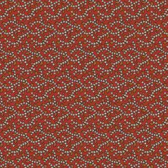 Tissu patchwork rouge avec guirlande de fleur