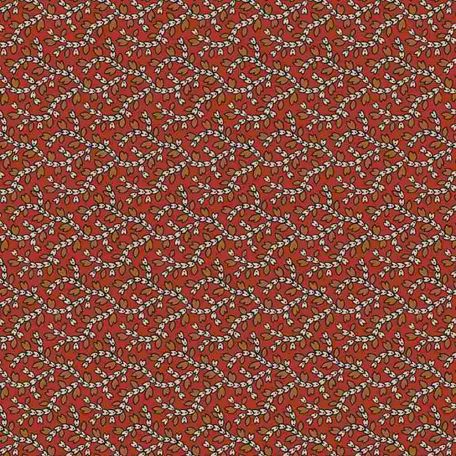 Tissu patchwork Rouge avec guirlande de fleur