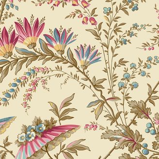 Tissu patchwork écru toile indienne florale - Sienna de Max et Louise