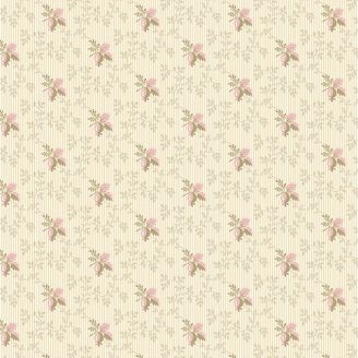 Tissu patchwork écru avec rayures et baies roses - Sienna de Max et Louise