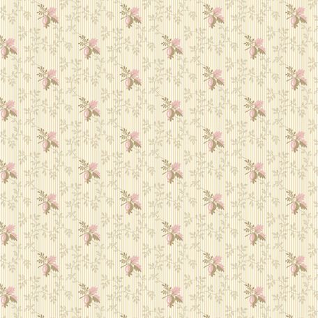 Tissu patwork écru avec rayures et baies roses - Sienna de Max et Louise