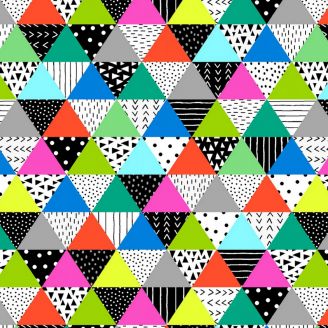 Tissu patchwork multicolore triangles noir et blanc - Black & White