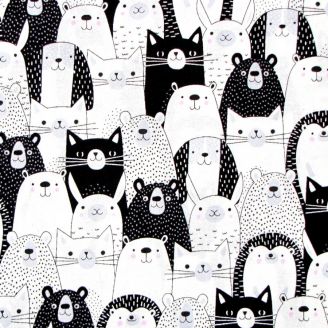 Tissu patchwork animaux noir et blanc - Black & White