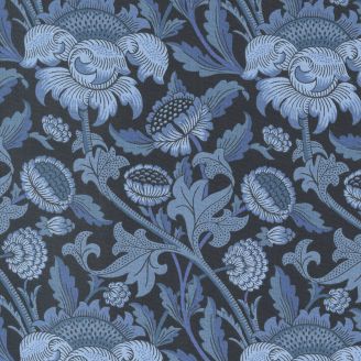 Tissu patchwork William Morris fleur bleue fond bleu foncé Kelmscott - Morris Meadow