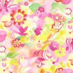 Tissu patchwork Rose oiseaux style acquarelle- Whimsy Wonderland